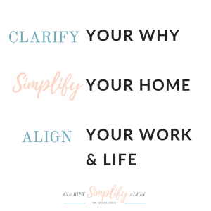 Clarify Simplify Align by Dr. Jessica Louie, KonMari Consultant, motivational coach, pharmacist, & educator. Clarify your why, simplify your home and wardrobe, align your work & life through well-being and burnout prevention and advocacy. Champion of the Start with Why movement by Simon Sinek & KonMari by Marie Kondo. Life Sparks Joy in Los Angeles, Salt Lake City, Brookfield, & Milwaukee in-home coaching/consulting plus virtual coaching available.