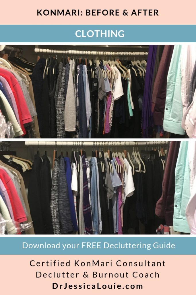 KonMari Method before and after photos with Dr. Jessica Louie, PharmD, Certified KonMari Consultant and Coach in Los Angeles. Declutter Coach and Burnout Coach. Joyful and intentional living. Happy PharmD. Japanese organizing to change life. Curate a life you love. DrJessicaLouie.com. girls clothing