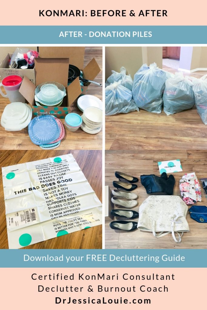 KonMari Method before and after photos with Dr. Jessica Louie, PharmD, Certified KonMari Consultant and Coach in Los Angeles. Declutter Coach and Burnout Coach. Joyful and intentional living. Happy PharmD. Japanese organizing to change life. Curate a life you love. DrJessicaLouie.com. Kitchen ThredUp