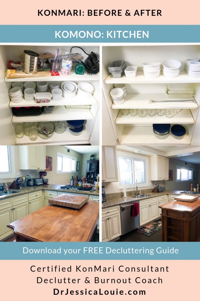 KonMari Method before and after photos with Dr. Jessica Louie, PharmD, Certified KonMari Consultant and Coach in Los Angeles. Declutter Coach and Burnout Coach. Joyful and intentional living. Happy PharmD. Japanese organizing to change life. Curate a life you love. DrJessicaLouie.com. Pantry Kitchen