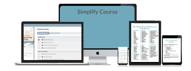 Simplify Courses KonMari Method DIY online course to declutter your home and space. Uncluttered home, clear the clutter from your home coaching program. DrJessicaLouie and Clarify Simplify Align method