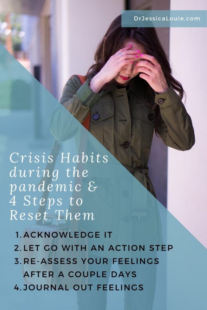 How to deal with crisis habits during the pandemic for pharmacists, healthcare professionals, doctors, nurses. 4 Steps to reset crisis habits and stress during pandemic. Prevent and reset healthcare burnout and pharmacist burnout and stress. The Burnout Doctor Podcast and Clarify Simplify Align Method. Simplifying for healthcare families. Joy at Work and Joy at Home to decrease mental load, decision fatigue and create work-life harmony. #burnout #healthcareburnout #joyatwork #joyathome