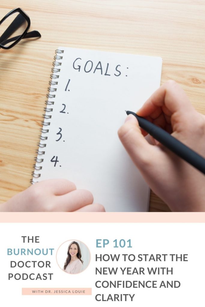 How to goal set, how to CURATE your goals, How to start the New Year with confidence and clarity on The Burnout Doctor Podcast with Dr. Jessica Louie. Clarify Simplify Align method. Pharmacist burnout coaching.
